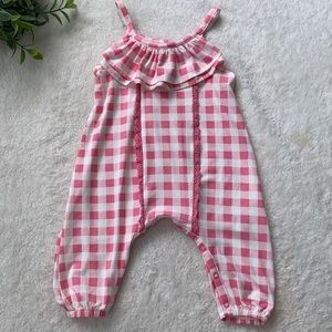 Jessica Simpson 3-6M Pink Check Romper One-Piece EUC